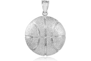 CLADDAGH GOLD Solid 925 Sterling Silver Sports Charm Hammered Basketball Pendant