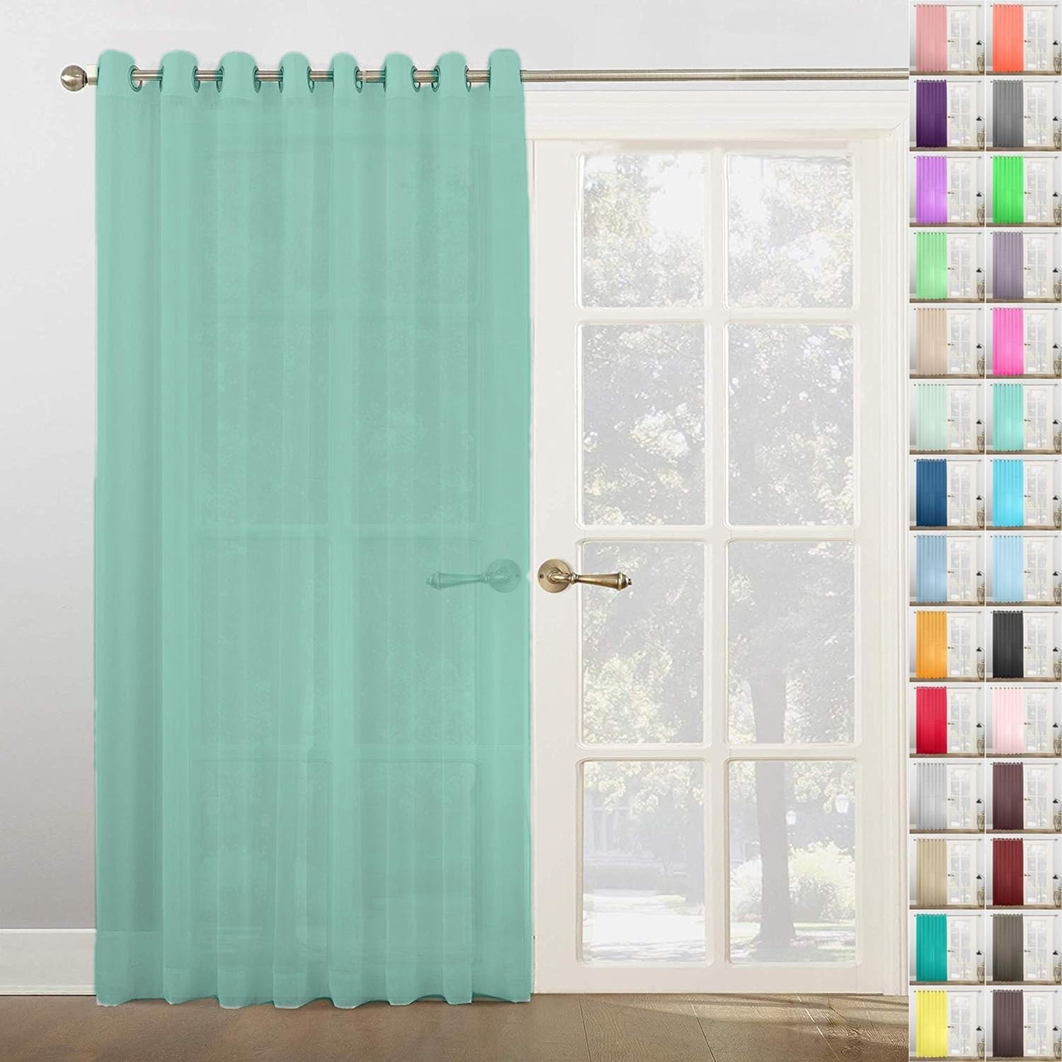Megachest Woven Voile super wide metallic ring top Curtain 1 Panel (Ocean, 116" wide X 90" drop)