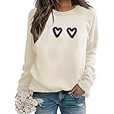 Womfashi Valentines Day Sweatshirts for Women Love Chenille Heart Embroidered Sweatshirt Valentines Day Gifts Pullover