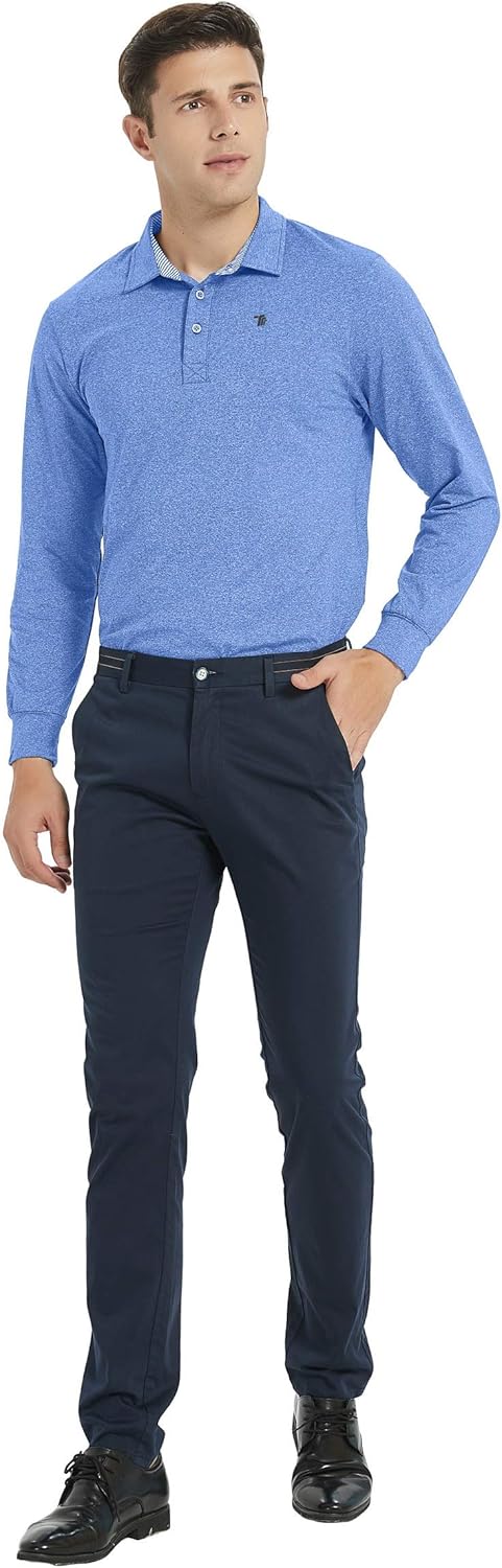 TBMPOY Men's Regular Fit Short Sleeve Thermal Long Sleeve Polo Shirt Quick-Dry Golf Sports Shirt Pullover: Clothing