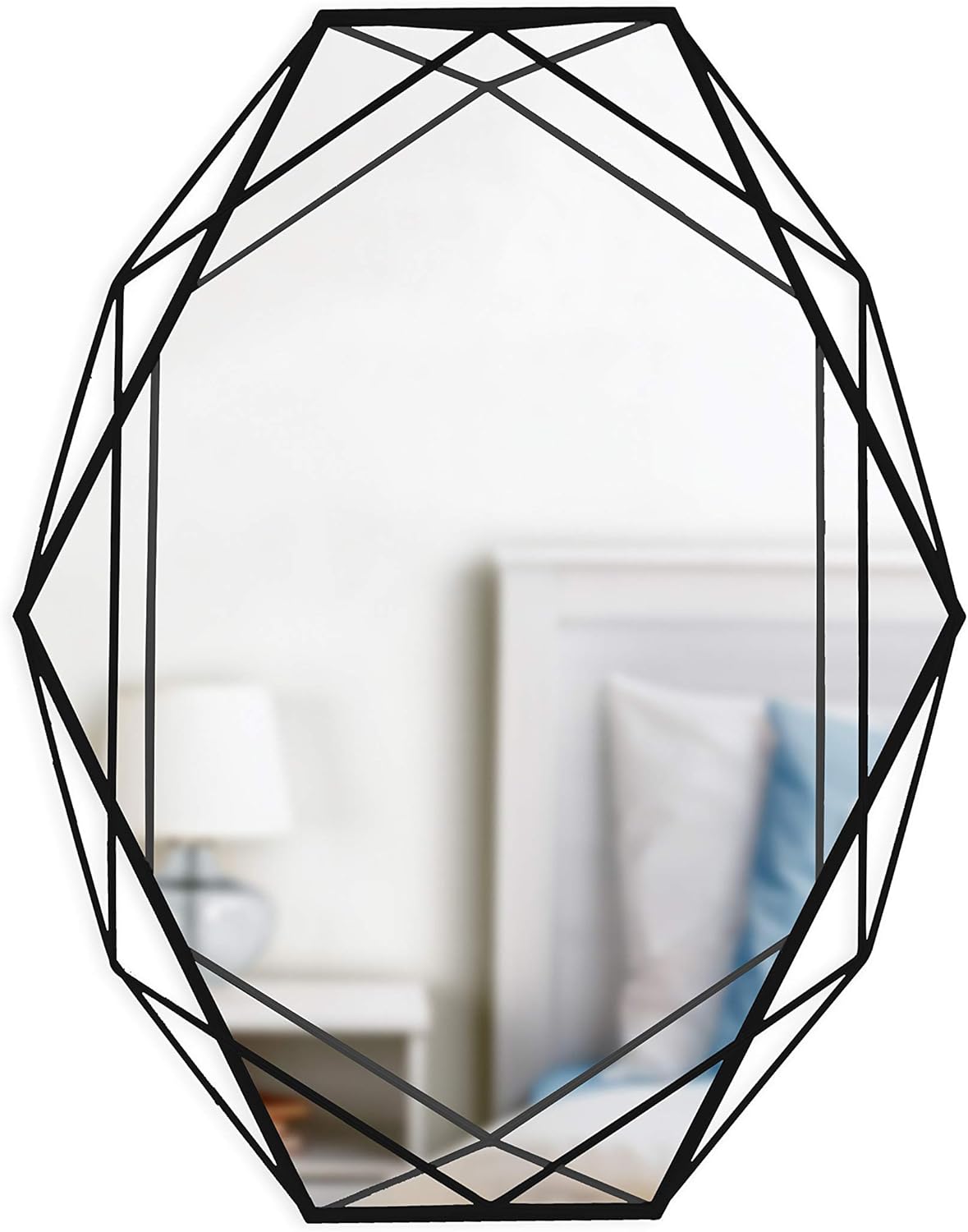 Umbra Prisma Modern Geometric Shaped Oval Mirror Wall Decor for Bedroom, Bathroom, Living, Dining Room, 22x17In, Black: Home & Kitchen