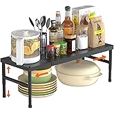 HI NINGER Expandable adjustable stackable kitchen organizer,Spice Racks,Counter Shelf for Cabinets,Small Cupboard Organizers,Heavy Duty Metal Pantry Storage Shelves Racks for kitchen,cabinet