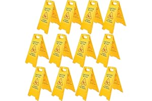VEVOR 12 Pack Caution Wet Floor Sign 25-Inch Yellow Wet Floor Sign Double Sided Wet Floor Cones Fold-Out Bilingual Plastic Bo