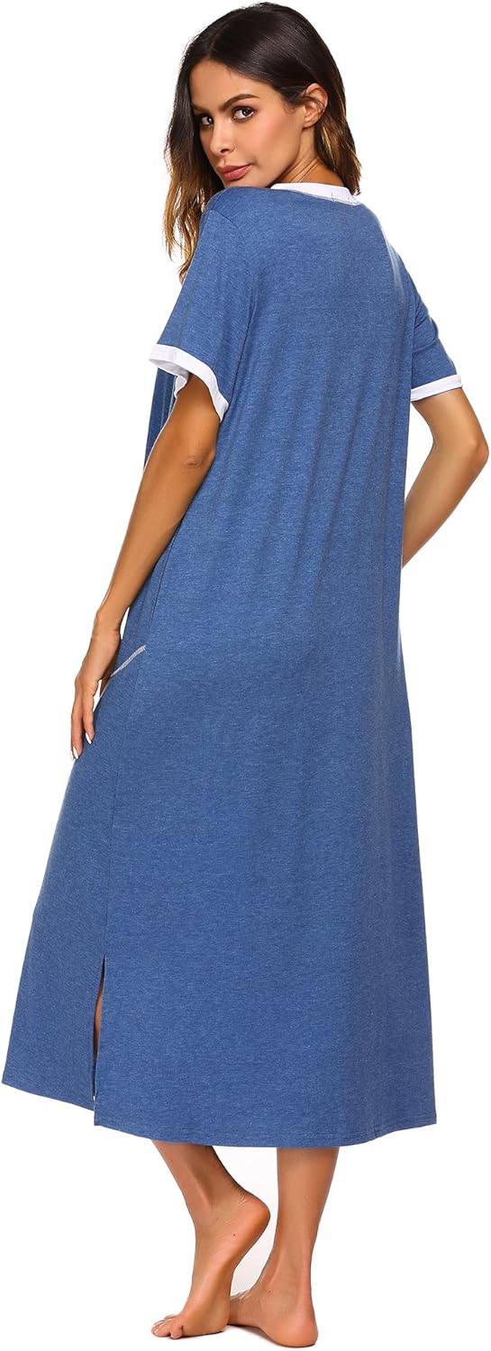 Ekouaer Loungewear Long Nightgown Women's Ultra-Soft Nightshirt Full Length Sleepwear with Pocket at  Women’s Clothing store