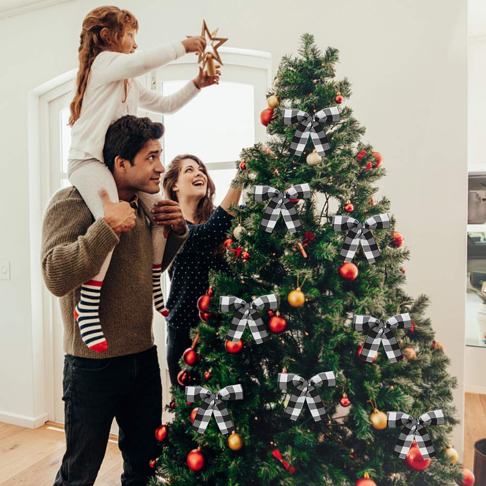 Buffalo Ribbon Decoration-25 Yards ×1.5 Inch White and Black Gingham Ribbon, Decorate Your House,Staircase and DIY Any Kind of Style You Like