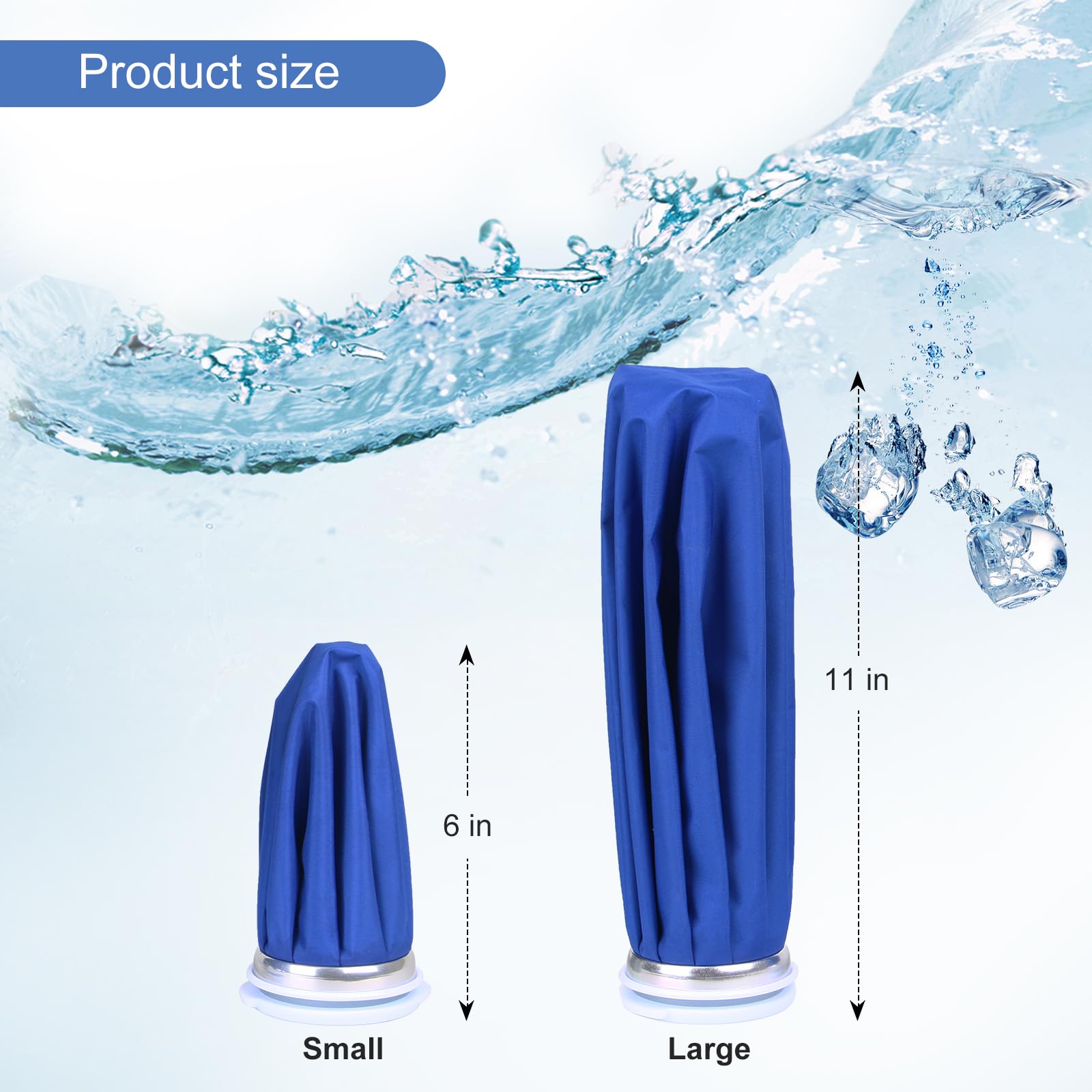 Ice Bags for Injuries, 3rd Gen Reusable Ice Packs, Hot & Cold Therapy Pain Relief, Ice Bag No-Leak & Waterproof, Traditional Ice Pack, Versatile & Durable, Blue (6 in + 11 in)