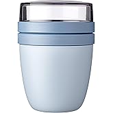 Mepal overnight oat jar - Mini - Practical Yoghurt Cup & Muesli Cup - Separate Compartments for Yoghurt & Muesli - Suitable for Freezer, Microwave & Dishwasher - 300 ml + 120 ml - Nordic Blue
