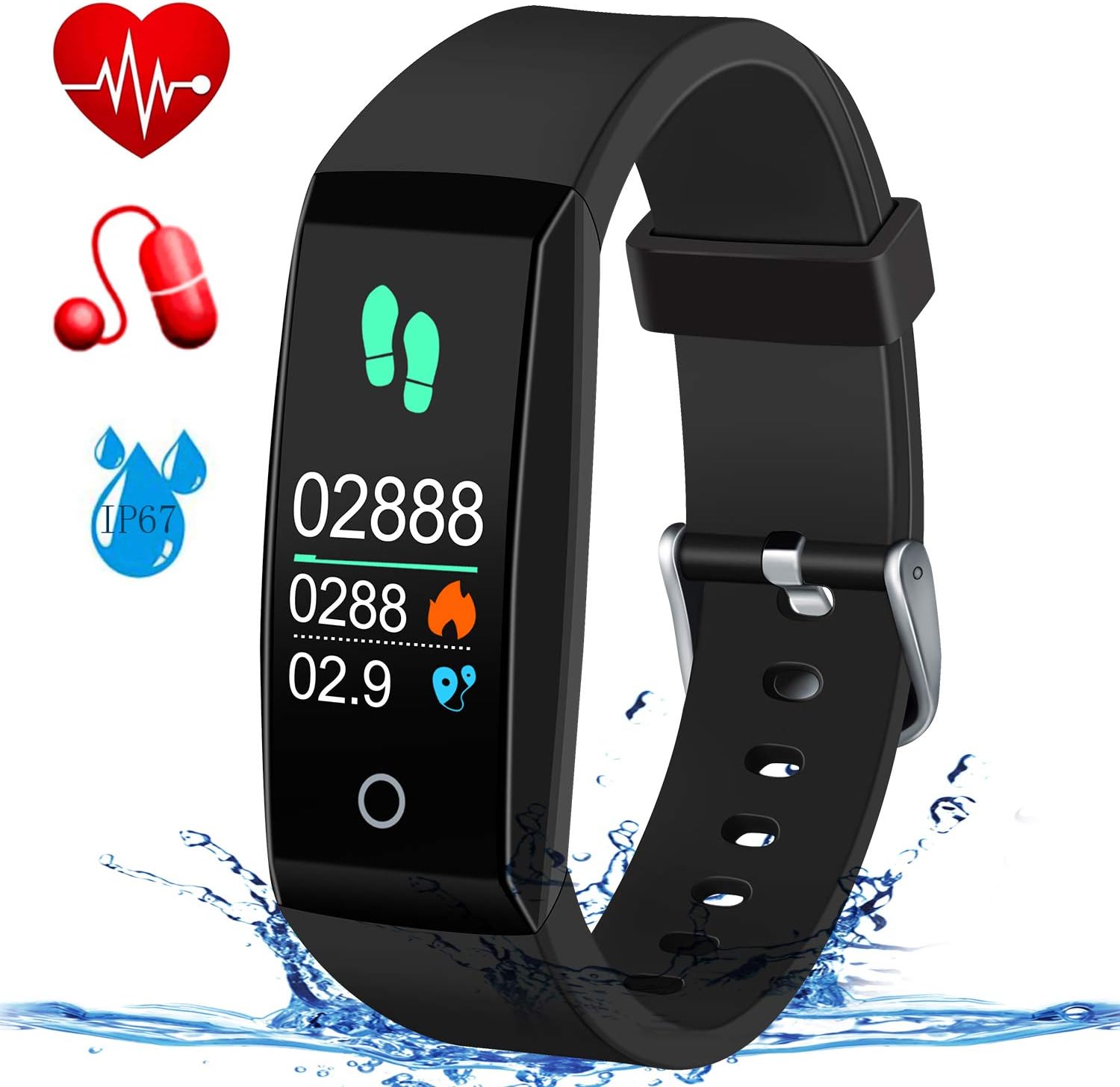 MSDJK Fitness Tracker,Blood Pressure & Heart Rate Fitness Wristband IP67 Waterproof Smart Watch,Sleep Activity Tracker Wearable Smart Bracklet with Pedometer Calorie Counter for Women Men Kids