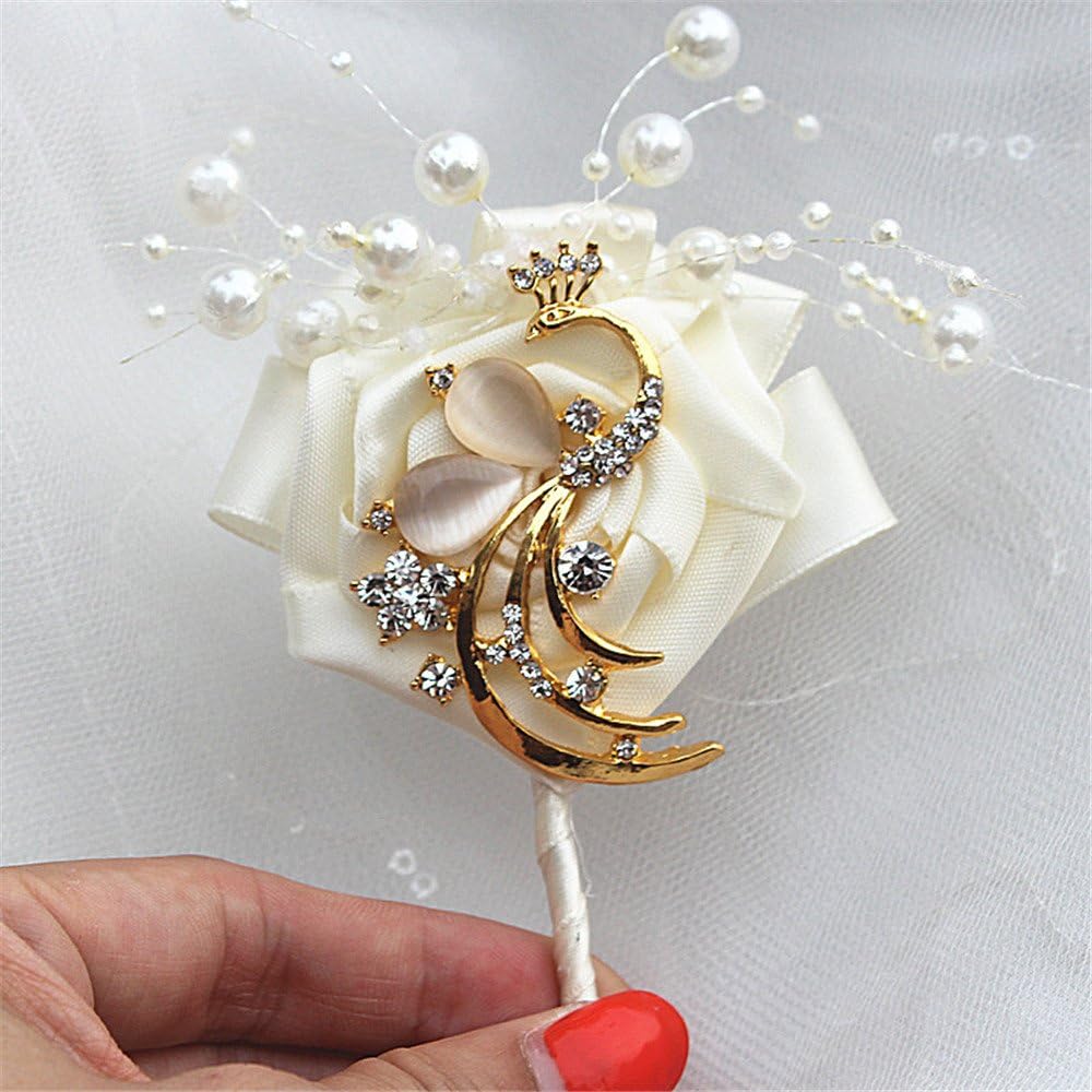 FYSTORE Boutonniere Bridegroom Groom Men's Boutonniere Boutineer with Pin for Wedding, Prom, Homecoming (1 pc)