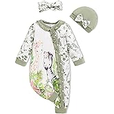 Newborn Baby Girl Clothes Infant Floral Print One-Piece Romper+Jumpsuit+Bodysuit+Hat+Headband
