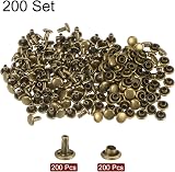 sourcing map Bronze Leather Rivets 6x6mm Double Cap Snaps Fasteners 200 Sets + view 3