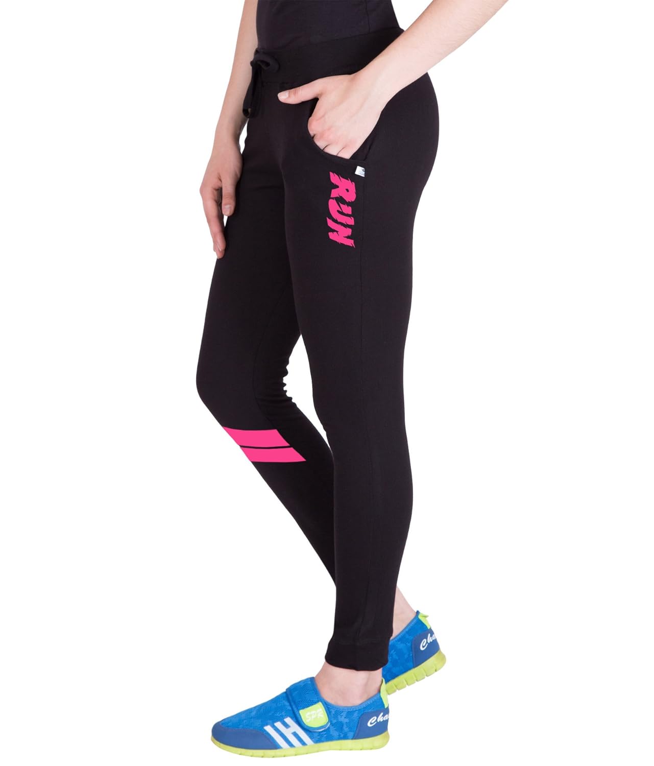 american-elm women's black,pink printed trackpant