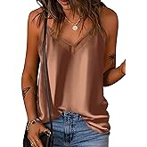 Ekouaer Womens Silk Satin Cami Tank Top 2026 Mesh V-Neck Adjustable Strap Sleeveless Summer Camisole Blouse