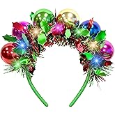 Asikkon Christmas LED Light Up Disco Ball Headband for Women Girl Halloween Chrismas New Year Holiday Parties