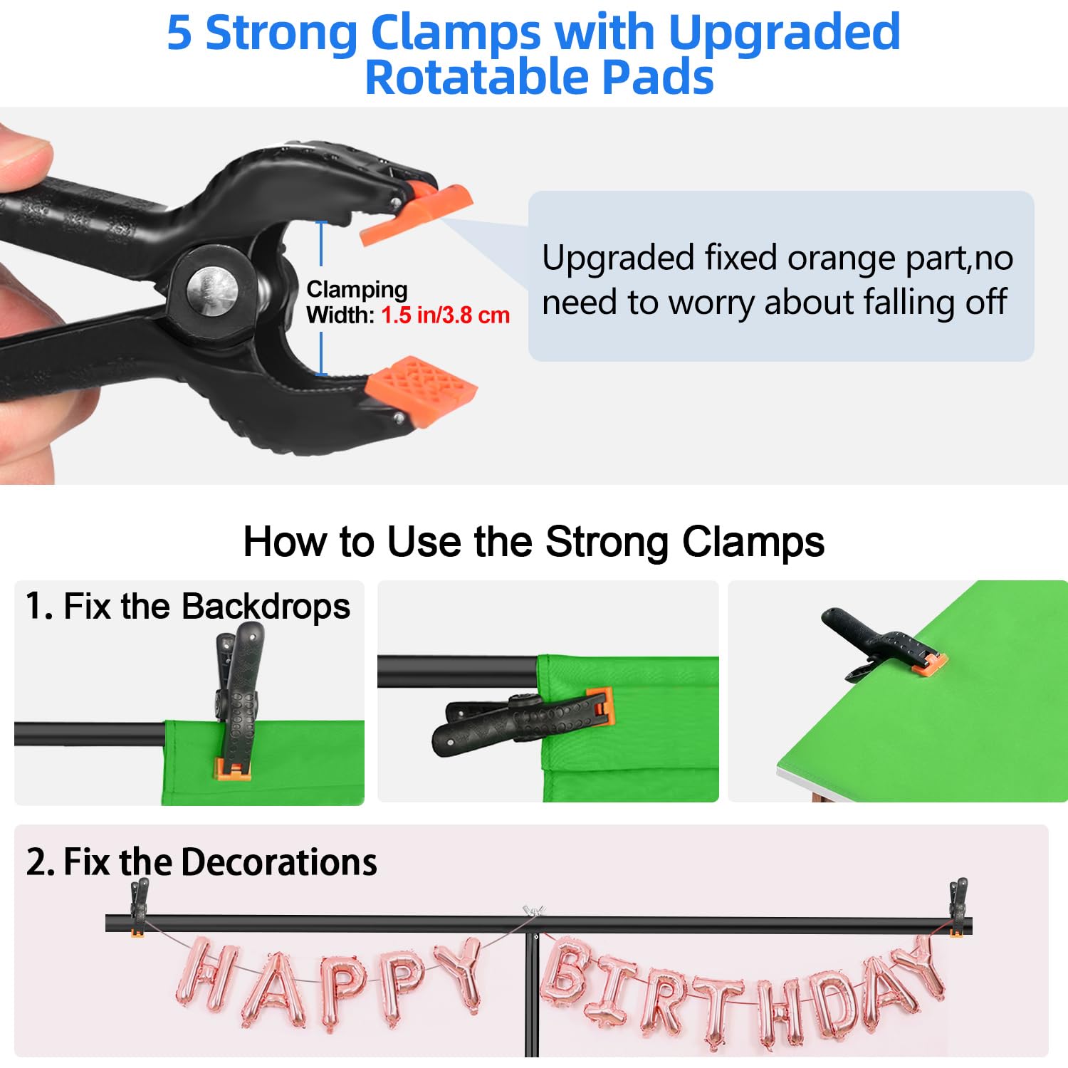 HEMMOTOP Blue Green Screen Backdrop Kit, 2-in-1 7x5 ft Green Screen Stand for Streaming, 6.5x5 ft 2-Sided Reversible Blue Photo Background with Backdrop Stand for Photography, Zoom with Case & Clips