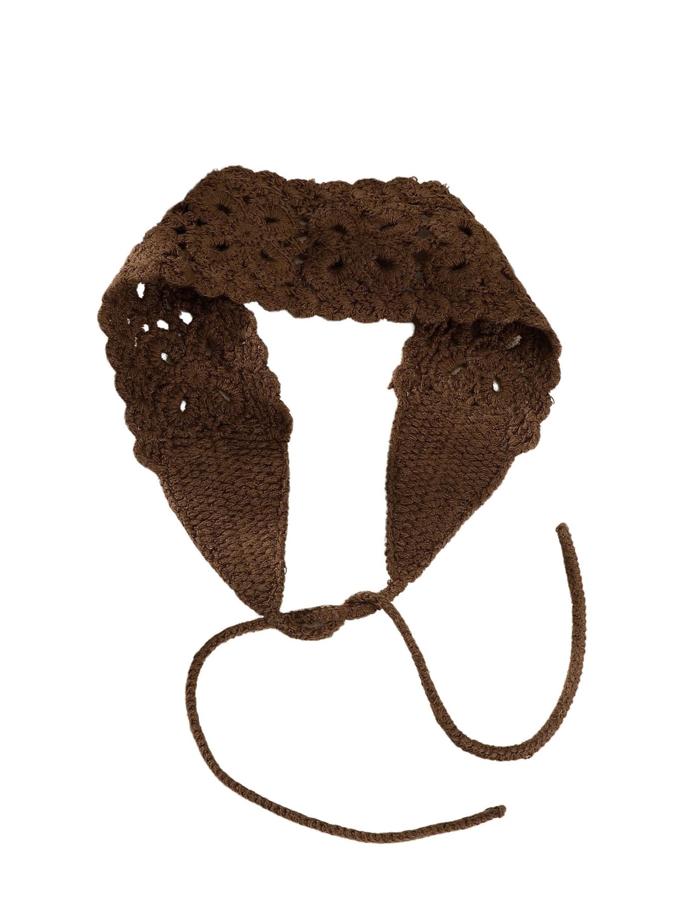 Photo 1 of OYOANGLE Women's Boho Crochet Knit Hair Band Vintage Head Wrap Hair Bandanas Head Kerchief Brown One-Size