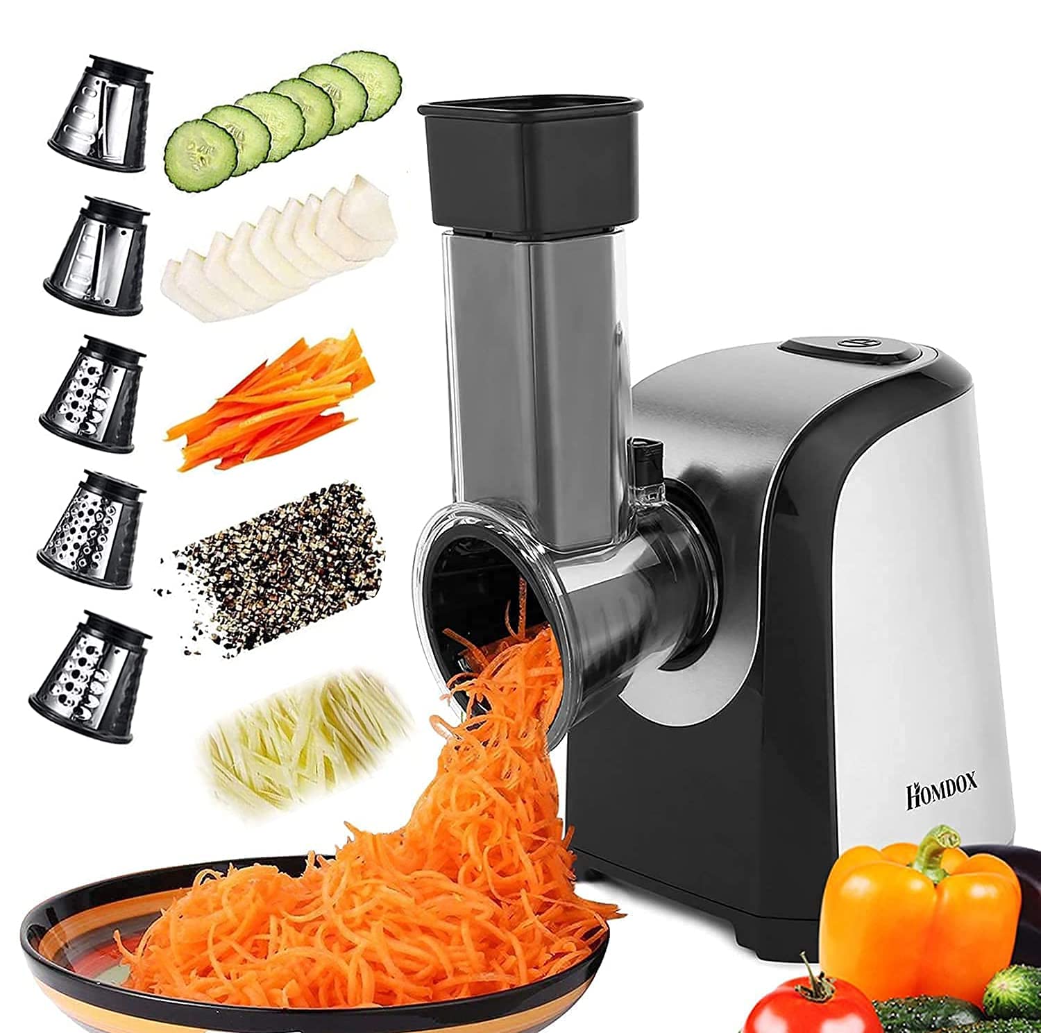 Photo 1 of Electric Vegetable Graters Professional Salad Maker, Electric Slicer Shredder Graters for Kitchen, Gratersr/Chopper/Salad,Electric Salad machine for Vegetables Carrot Cheese Black
