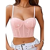 Avidlove Corset Tops for Women Push Up Bustier lingerie Mesh Sexy Going Out Party Club Top