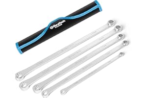 DURATECH 5-Piece Extra Long Wrench Set, Double Box End Wrench Set, 0 Degree Offset, Metric, CR-V Steel, 8mm, 10mm, 12mm, 13mm