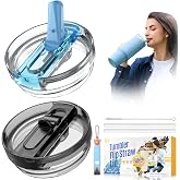 2 Pack 30 oz Tumbler Flip Straw Lid Replacement Fit for Stanley Quencher,Spill Proof Splash Resistant Tumbler Lids, Reusable Leak Proof Tumbler Cover for Stanley Cup Accessories