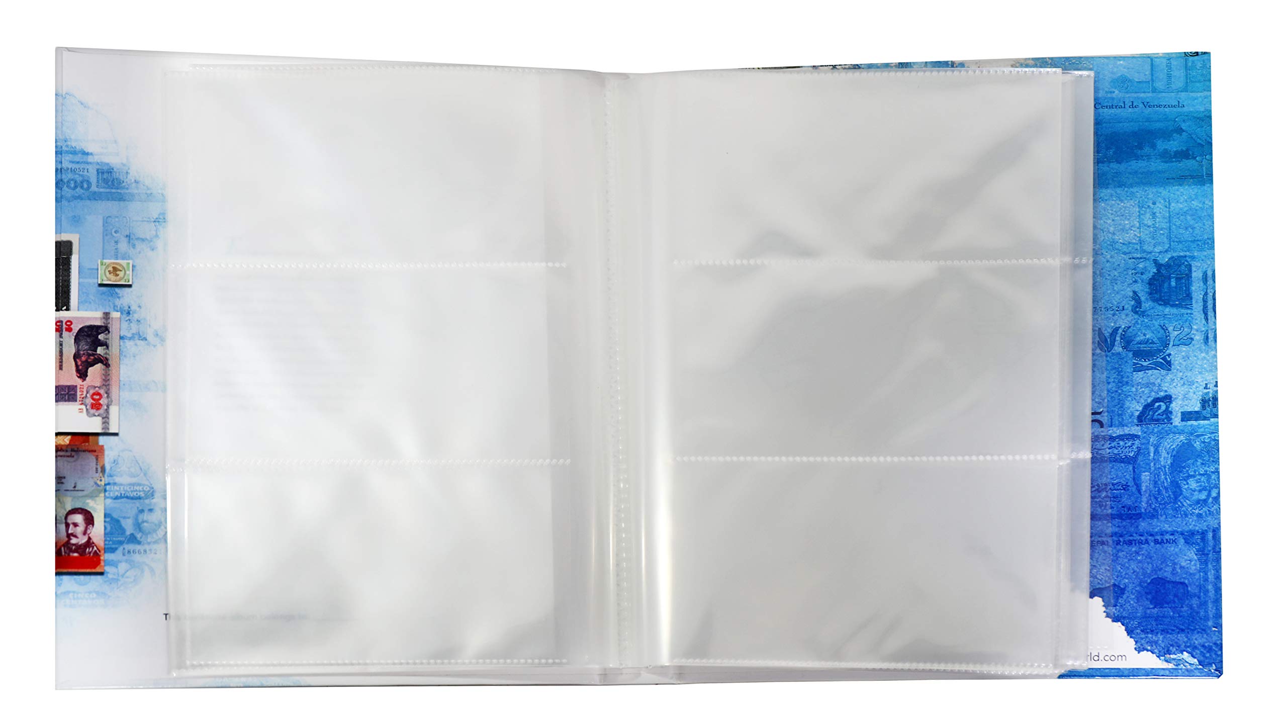 Banknote World Currency Collecting Album, Blue, 100 Pockets