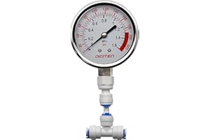 TmallTech 1cm Water Pressure Gauge Metre 0-1.6MPa 0-220psi for Reverse Osmosis System Pump
