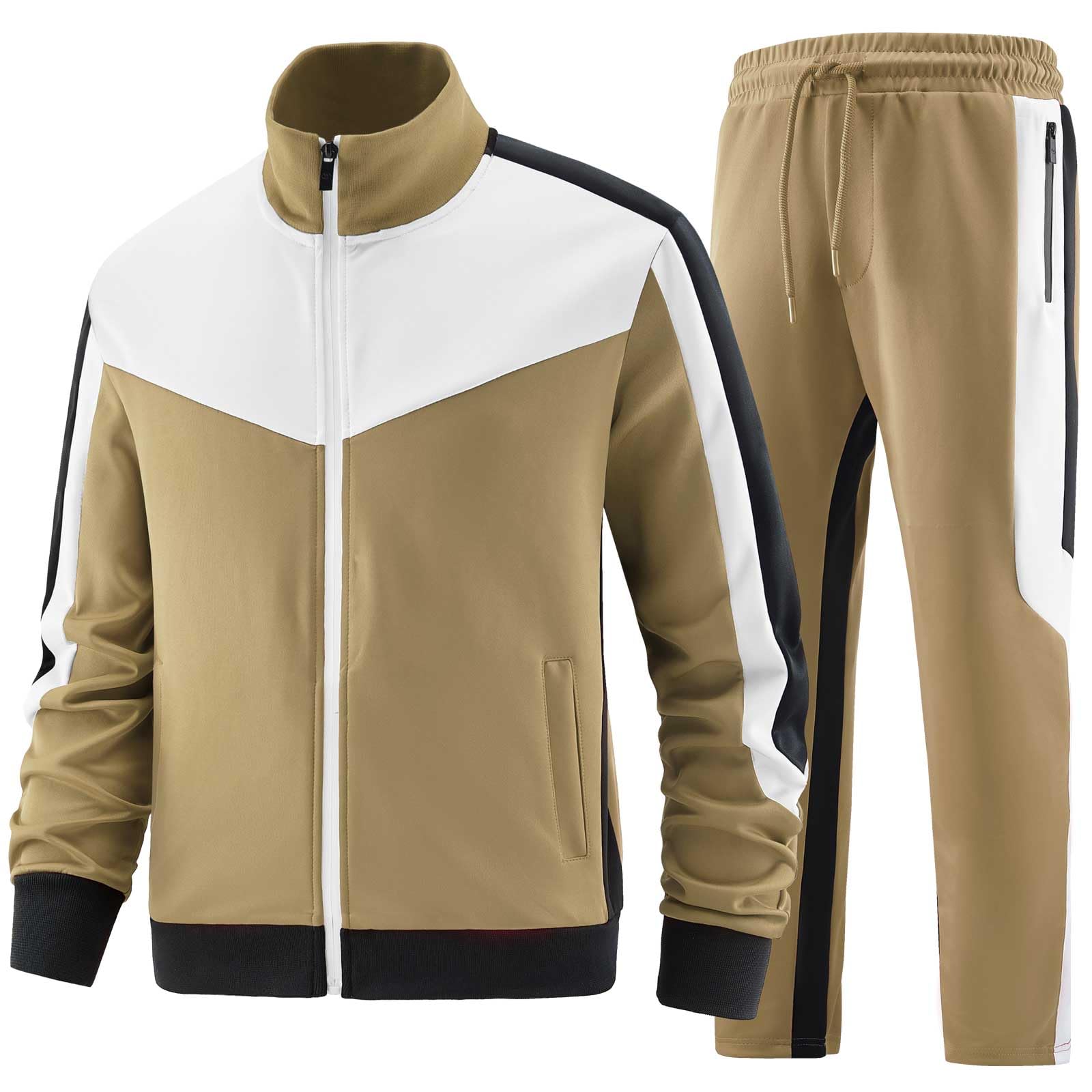 ANOTWENER Mens Casual 2 Piece Tracksuit Sets Long Sleeve Full Zip Jacket and Sweatpants Sweatsuit Outfits JW-249-3-S Image