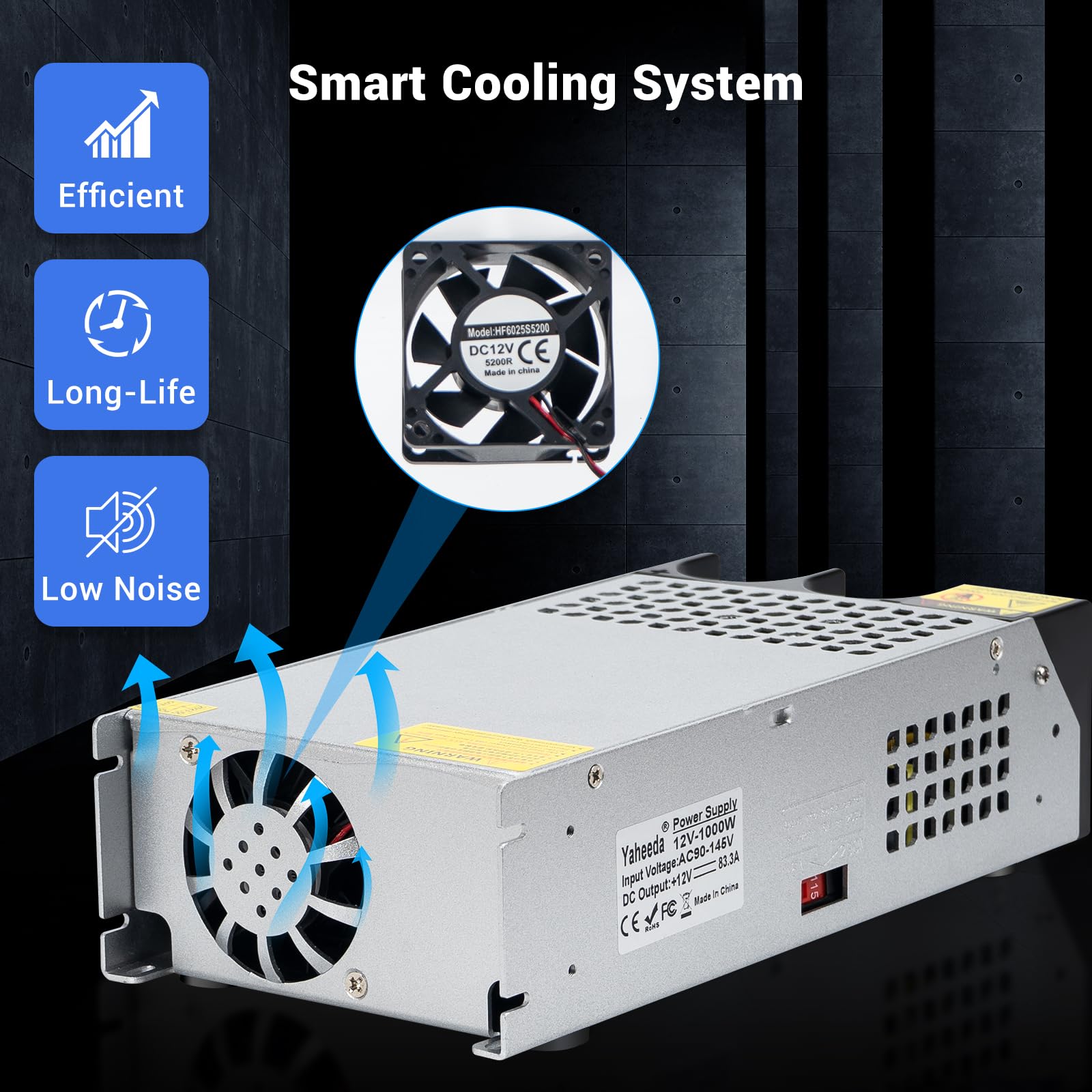 1000W Converter, 110V AC to 12V DC Converter Power SupplyMax Current 83A DC Switch Transformer for RV,Pump,LED Strip, LCD Monitor