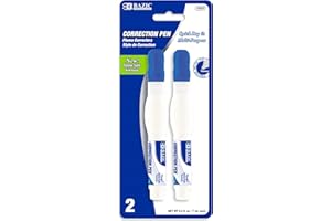 BAZIC Products Correction Pen - Corrections Fluid, Precise Metal Tip White Out, Ideal for School & Office Supplies, Alternative to Correction Solution, 2/Pack, 1-Pack
