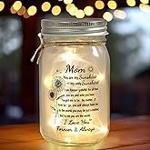 Mothers Day Gifts for Mom, Glowing Mason Jar Night Light Birthday Gifts for Mom From Daughter, Son, Kids, Personalized Sentimental Night Light for Christmas Mother's Day Mama Birthday Presents