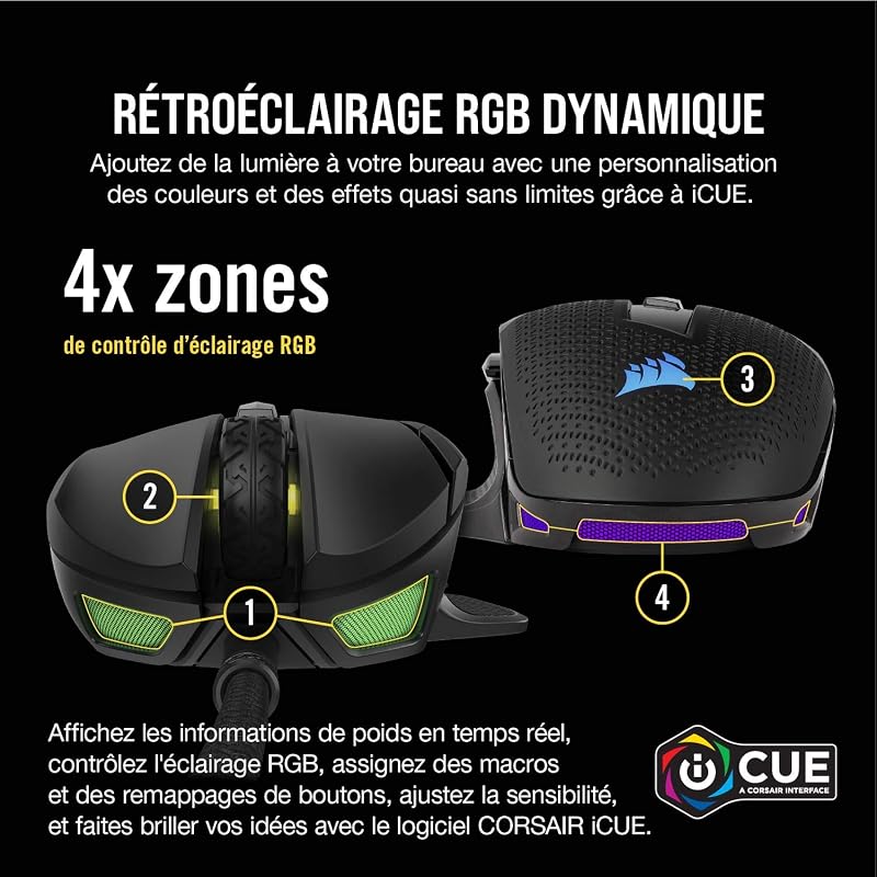 NIGHTSWORD RGB Souris de Jeu FPS/MOBA Filaire – Noir