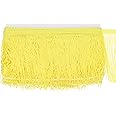 M METERXITY Chainette Fringe Trim, 5 Yards of 4" Polyester Braid Tassel Trim for DIY Crafts/Latin Dress/Lamp Shade Decoration/Wedding Dress/Sewing/Clothing Fringe Thread Yarn [Lemon Yellow]