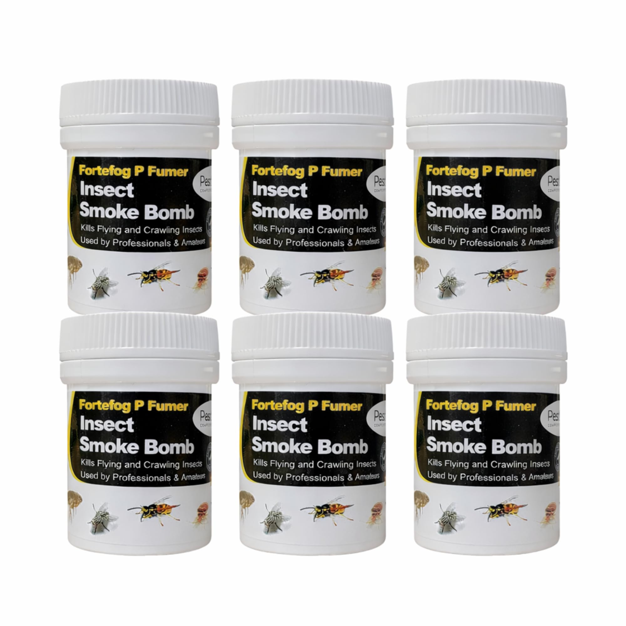 Pest O One® Smoke Bomb Professional Strength Fogger Fumigator for Fleas Bed bugs Moths Cluster fly Spider Poultry Red Mite and all insects Killer Midi Fumer 11g (Pack of 6)