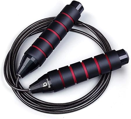 BACKTURE Cuerda para Saltar, fácilmente Ajustable, 2.8m Cable, rodamientos de Bolas de Acero ergonómico y Mango Antideslizante para Suelo de PVC para ...