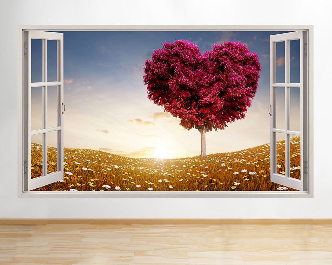F527 Heart Nature Tree Country Hall Window Wall Decal 3D Art Stickers Vinyl RoomKids Bedroom Baby Nursery Cool Livingroom Hall Boys Girls
