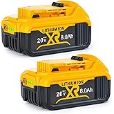 NestEase 2Pack 8.0Ah Battery Replacement for Dewalt 20V Max Battery Compatible with Dewalt 20V DCB208 DCB200 DCB206 DCB205 DCB204 DCB203 DCB180 Cordless Power Tools LED Indicator