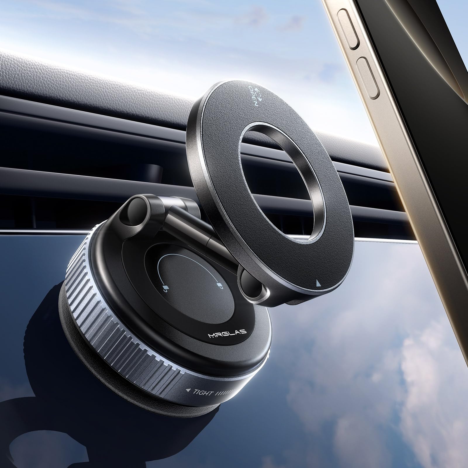 Photo 1 of MRGLAS 2026 Upgraded Vacuum Magnetic Phone Holders for Your Car 360° Adjustable Absorption Magnetic Bracket 98LBS Magsafe Suction Cup Phone Mount for iPhone 17 Car Truck Accessories for Men Women