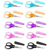 10 Pcs Mini Detail Craft Scissors, Stainless Steel, 3.5" | Sharp blades with protective cover for embroidery, paper cutting, sewing, knitting, and crafting.