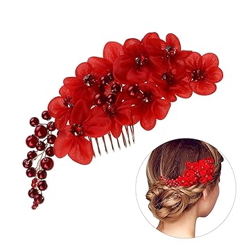 Amazon Com Frcolor Wedding Flower Hair Comb Slide Clip With