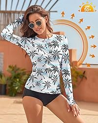 WOWENY Women Rash Guard Long Sleeve Swimsuit Top