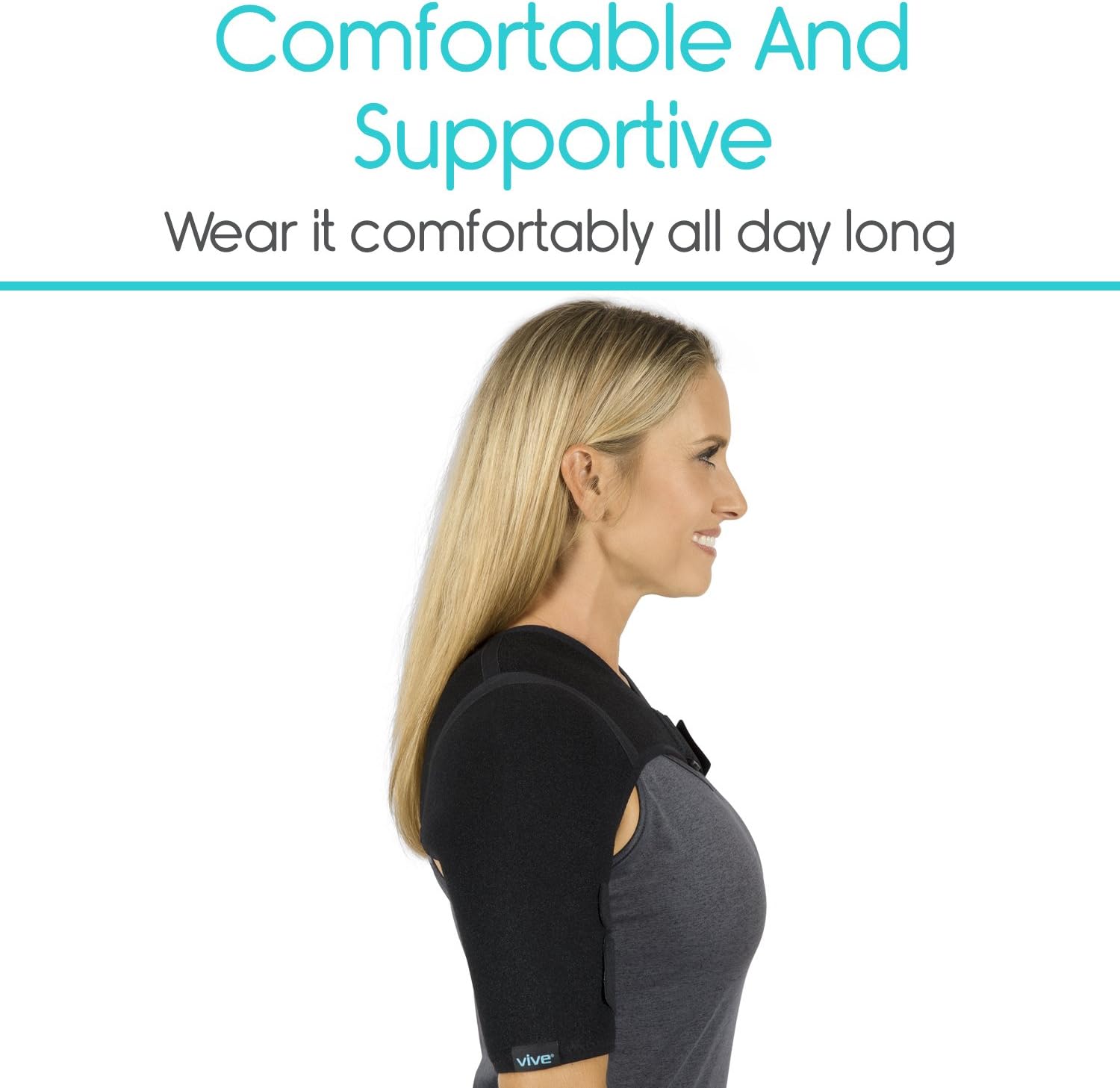 Vive Shoulder Brace - Rotator Cuff Compression Support - Men, Women, Left, Right Arm Injury Prevention Stabilizer Sleeve Wrap - Immobilizer for Dislocated AC Joint, Labrum Tear Pain (Black): Health & Personal Care