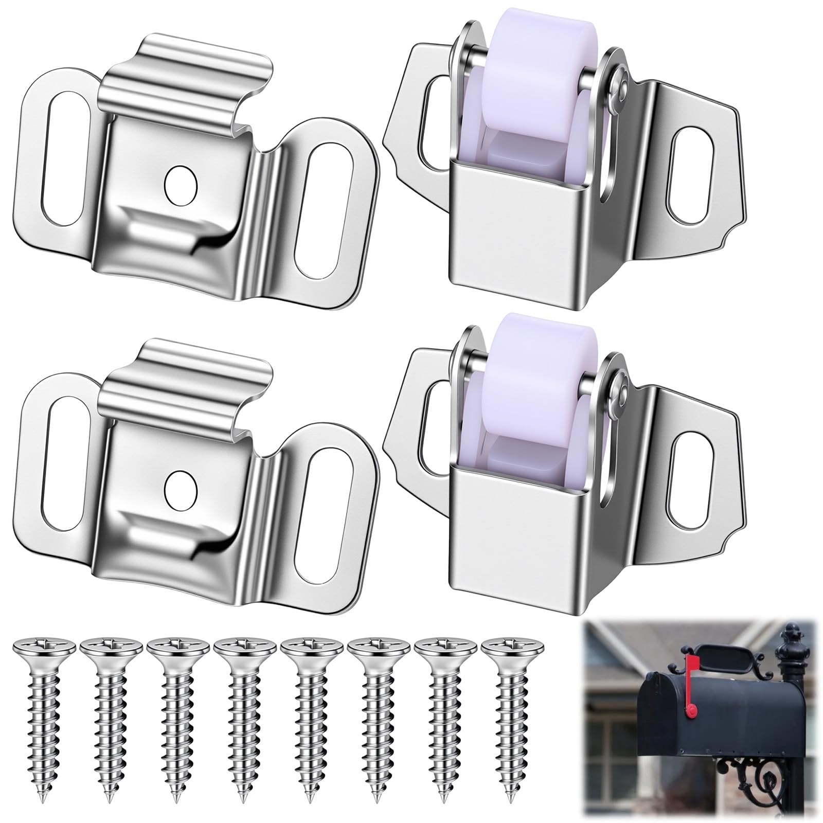 Photo 1 of 2 Set Mailbox Latch Replacement Kit Mailbox Replacement Roller Catch Latch with Screws, Mailbox-Replacement Parts for Cabinet Furniture Doors Rv Camper Kitchen