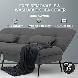 COMHOMA Convertible Sofa Bed,72″Fabric Couch with