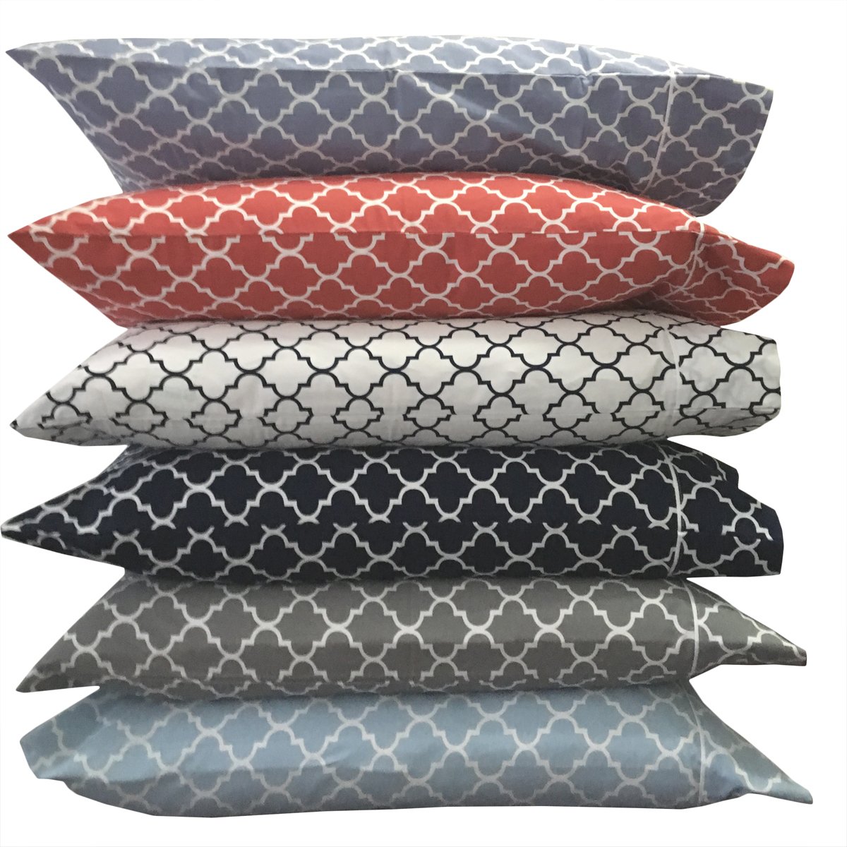 Royal Hotel Meridian Blue and White Brushed Sateen Cotton, Pair / 2pc King Pillowcases Set 100-Percent Cotton, Superior Sateen Weave, Crispy Soft, Pillow Cases, Modern Reactive Print