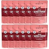 Human-Grade Mixed Variety Pack Wet Cat Food Pouch Boots' Salmon N' Pumpkin - Moist, Soft Cat Food Mixer, Topper, and Rotational Meal by Portland Pet Food Company -12 Pack