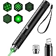 Green Laser Pointer High Power, Long Range Laser Pointer Rechargeable Lazer Pen for Hiking/Outdoor Hunting, Astronomy,Construction and Presentation with Star Cap&USB Charge