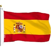 G128 Spain Spanish Flag | 3x5 Ft | LiteWeave Series Printed 100D Polyester | Country Flag, Vibrant Colors, Brass Grommets