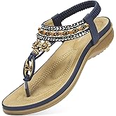 Littleplum Womens Sandals Arch Support Summer Beach Sandals Comfort Walking Shoes Bohemian Flip Flops Sandals for Women
