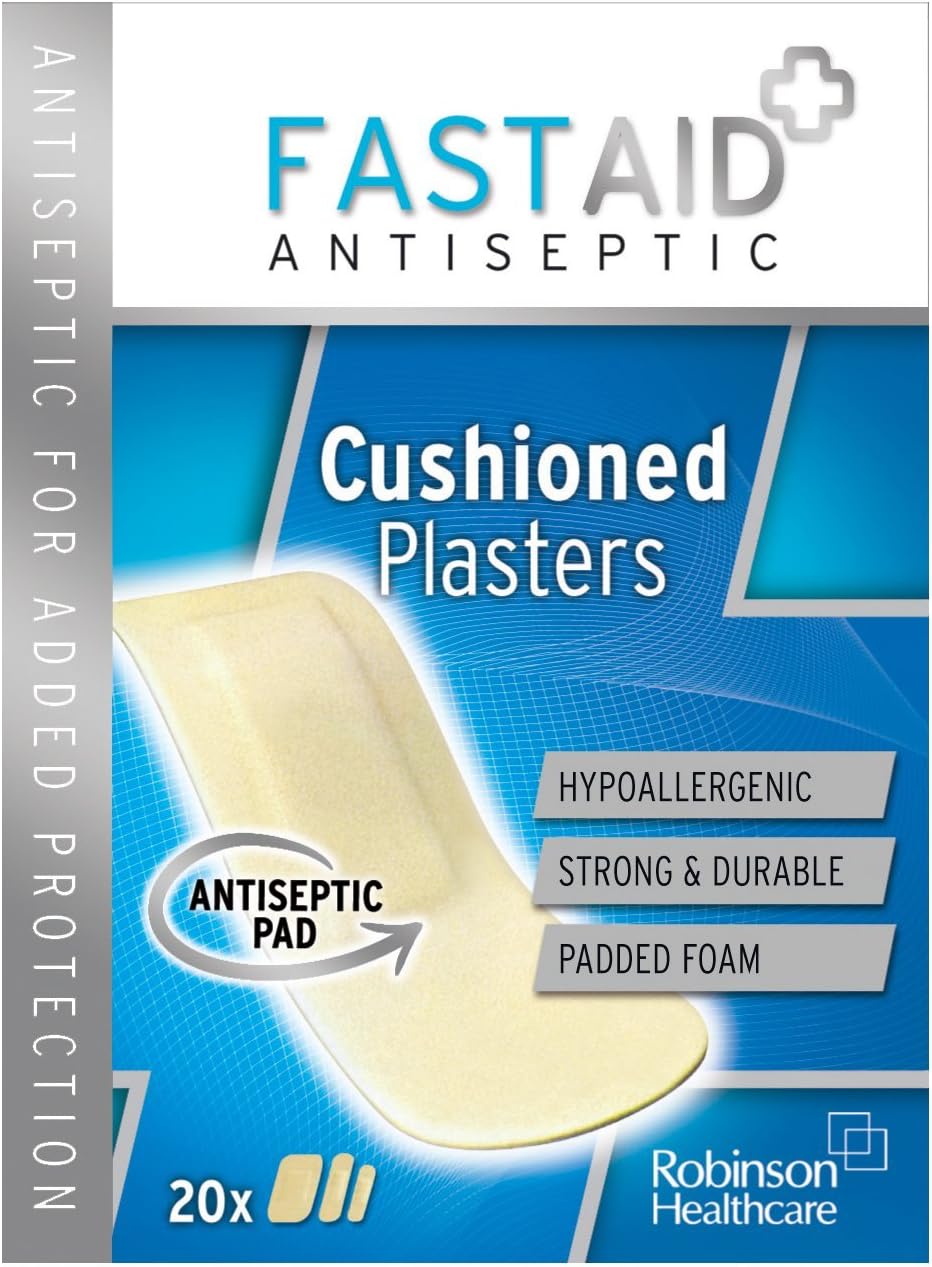 Fast Aid Cushioned Plasters, Mix, 20 Count (Pack of 1)