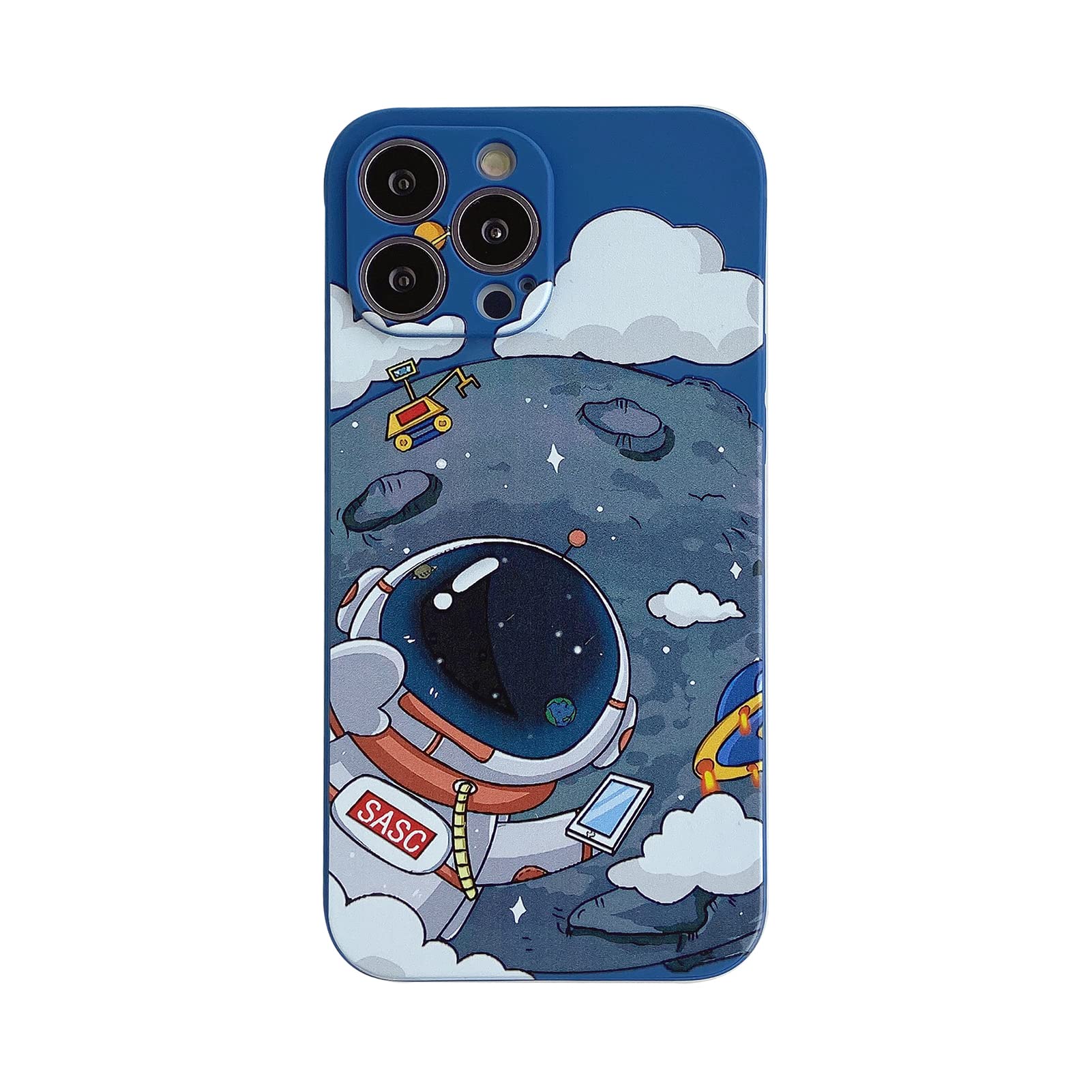 Yonds Queen for iPhone 12 Cute Case, Cool Cartoon Astronaut Planet Moon Space Design Stylish Soft TPU Bumper Shockproof Anti-Slip Protector Fashion Case (iPhone 12, Blue Moons) — image 1